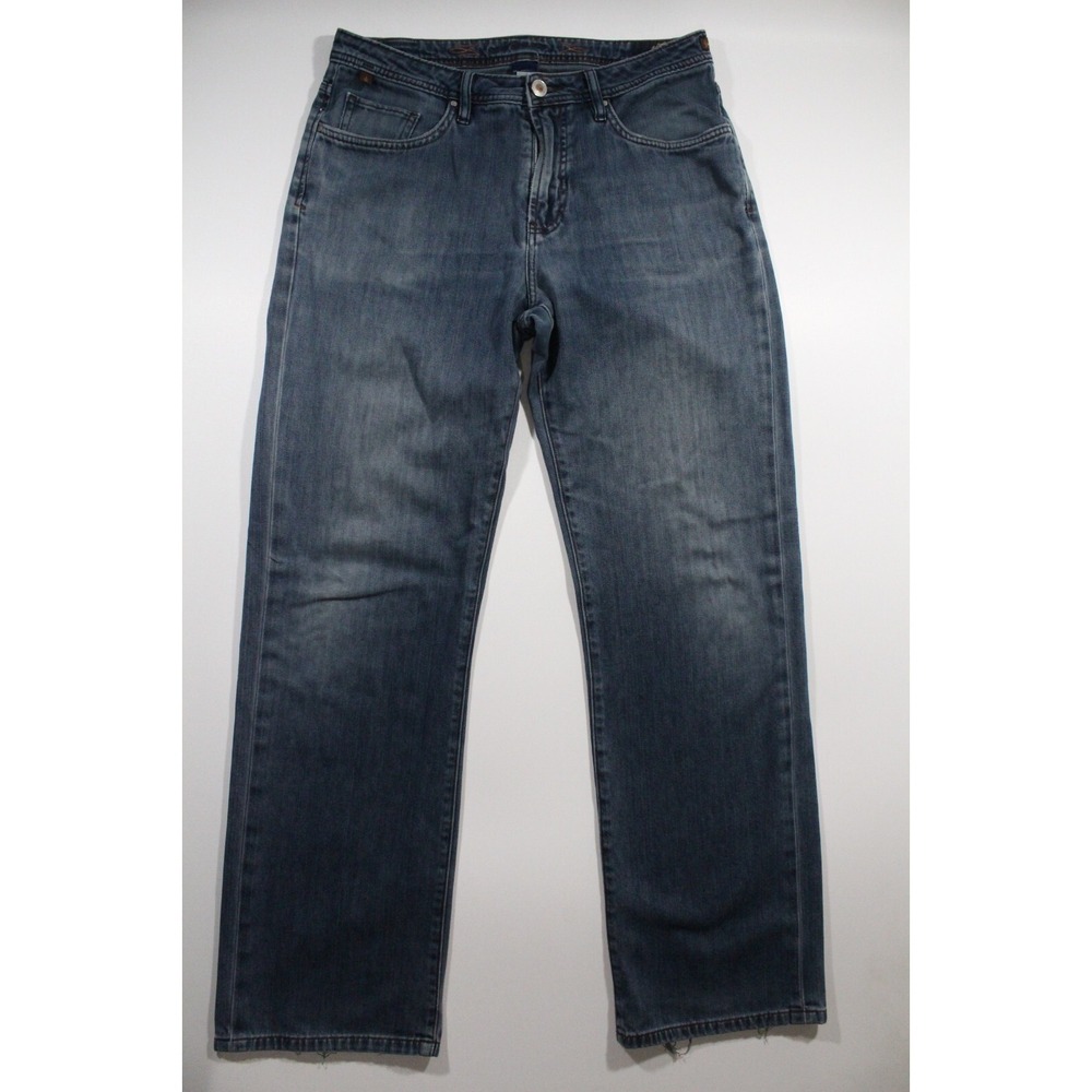 Agedenim "Well Worn" Mens 34x32 Blue Jeans Straight Fit Stretch Medium Wash
